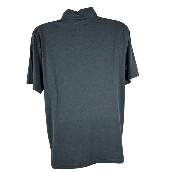 Travis Mathew Mens Polo Shirt  Size Large Gray With Pink & White Stripes - Picture 8 of 10